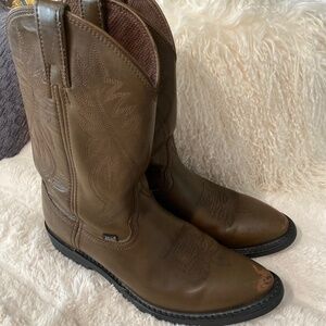 JUSTIN LEATHER WESTERN COWBOY BOOTS BROWN 10.5